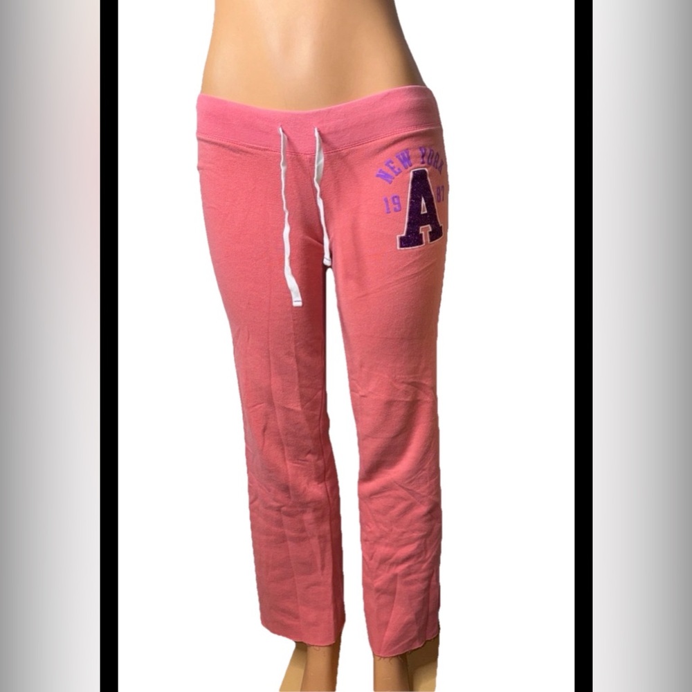 Aeropostale Pink Joggers with Glitter A Patch - Picture 2 of 4